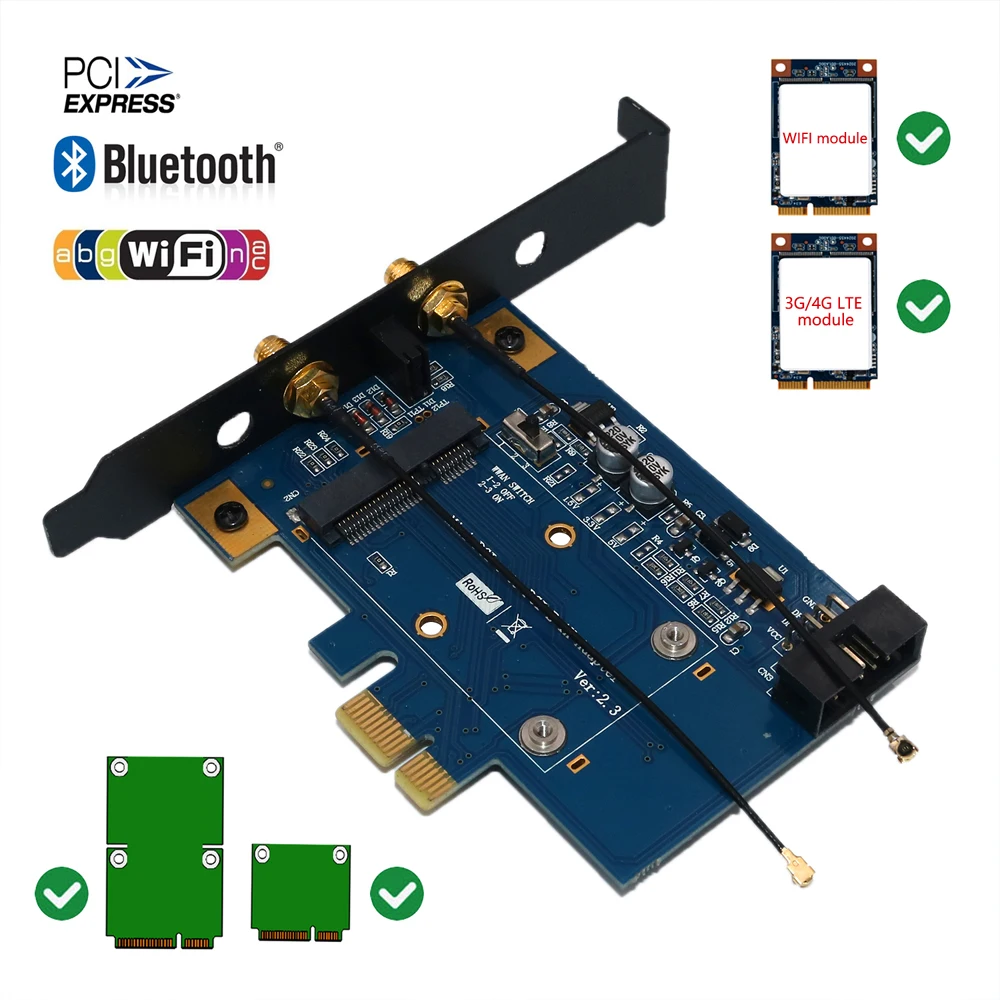 PCI-E WiFi адаптер PCIE Wifi Bluetooth адаптер мини PCI Express к PCIE X1 сетевая карта для Mini PCI E Wifi 3g/4G/LTE+ слот для sim-карты