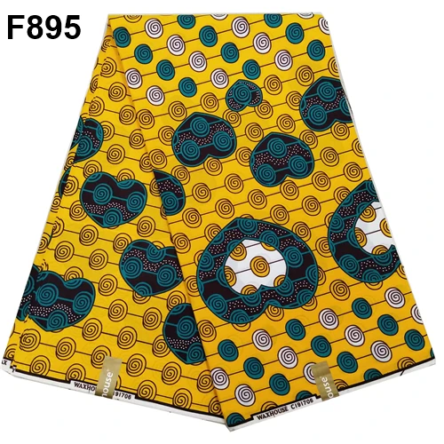 F895 Модный стиль высокое качество Анкара африканская вощеная ткань принтом хлопок голландский воск настоящий воск pagne восковая Ткань 6 ярдов - Цвет: F895