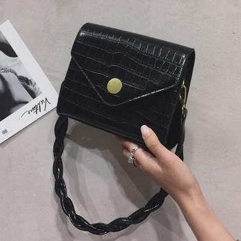 

Stone Pattern Crossbody Bag for Women Braided Shoulder Strap Pu Leather Small Square Shoulder Bag Ladies Handbags Designer Purse