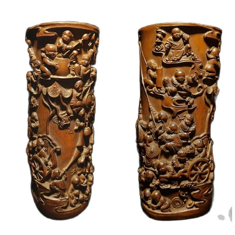 

Китайский деревянный горшок для кистей, антикварные горшки для кистей, сто детских деревянных кукол