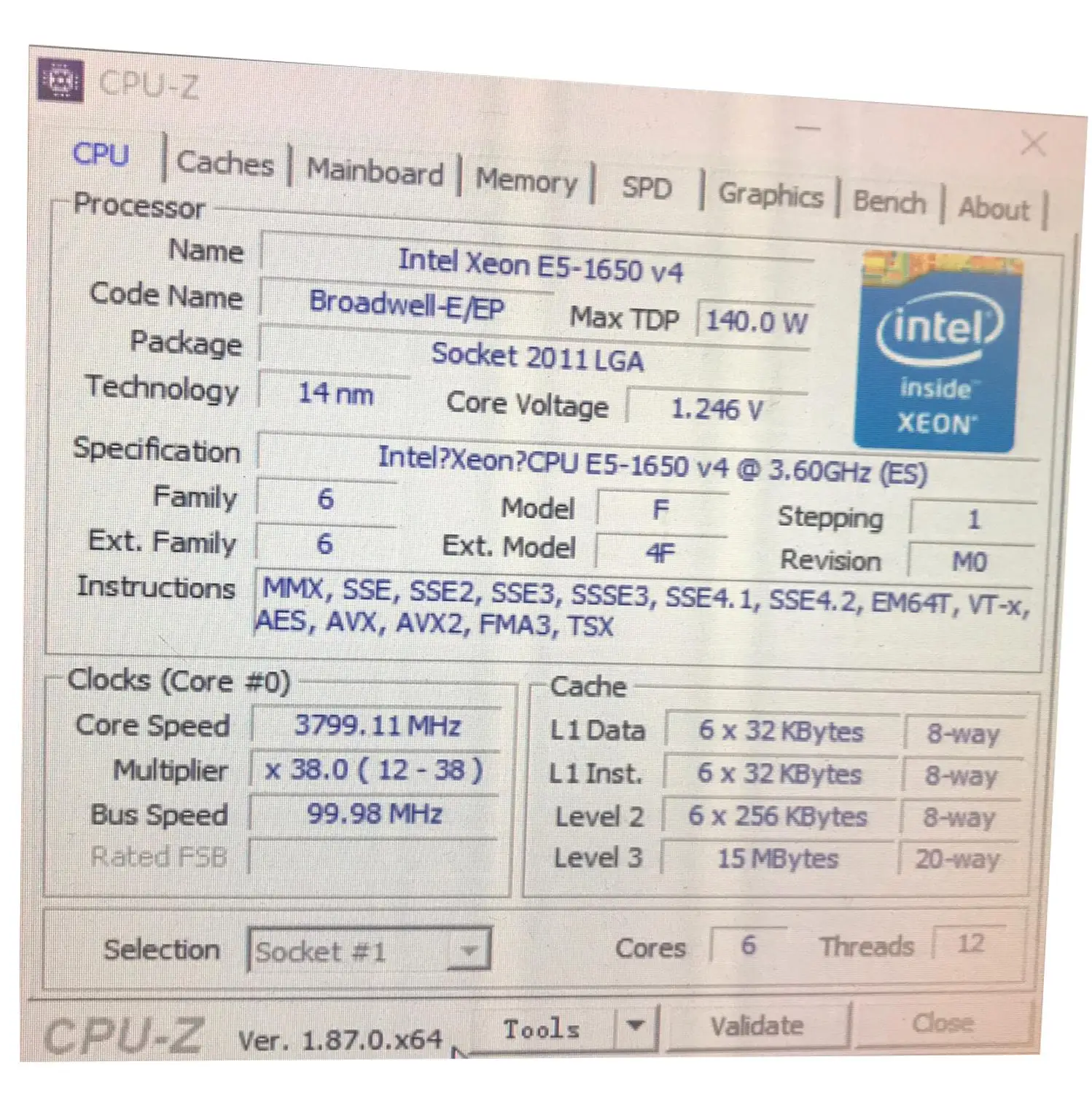 E5-1650V4 Intel Xeon QS версия E5 1650V4 3,6 ГГц 6-ядерный 15 Мб E5-1650 V4 140W E5 1650 V4 LGA2011-3