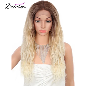 

Brinbea 24 inches Swiss Lace Front Wigs with Baby Hair for Women Wave Japan Made Middle Parted Frontal Synthetic Hair Curly Wigs