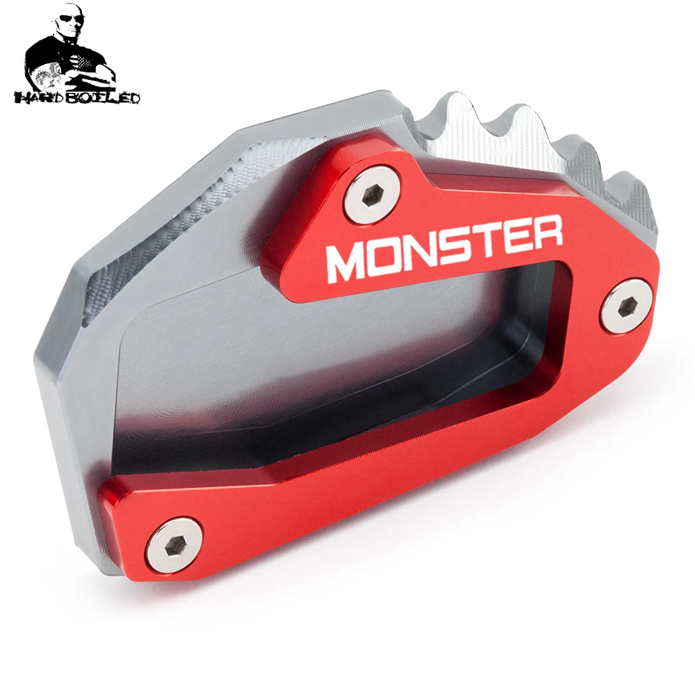 Motorcycle CNC Kickstand Foot Side Stand Extension Support Plate Pad with logo For Ducati MONSTER 1200 1200S 821 2014-2019 2018 (16)