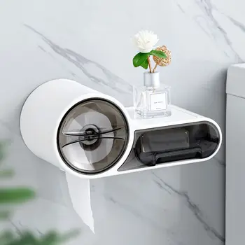 

Plastic Toilet Paper Holder Punch-free Bath Tissue Box Wall Mount Roll Paper Storage Box Bathroom Tissue Box 2020 New