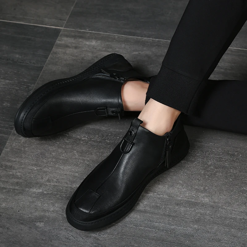 Bonjean/популярные классические мужские короткие сапоги; Туфли-оксфорды; модные мужские ботинки из искусственной кожи; Мужская обувь в британском стиле в стиле ретро; обувь без застежки с круглым носком
