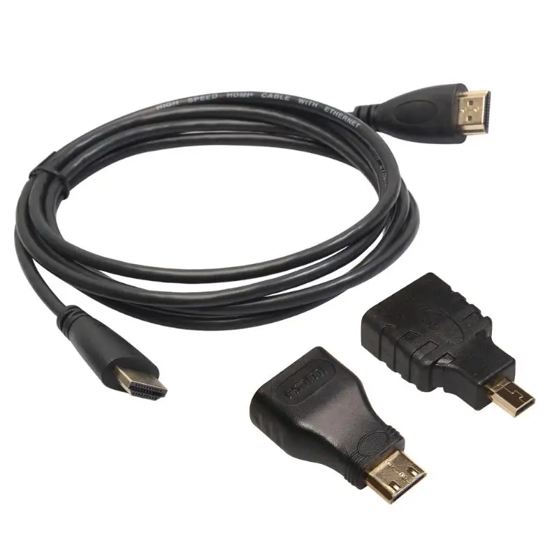 Высокоскоростной HDMI к HDMI кабель 0,5 m/1,5 m+ Micro HDMI адаптер+ мини-адаптер HDMI для HDMI цифровой для фотоаппарата, планшета, ПК