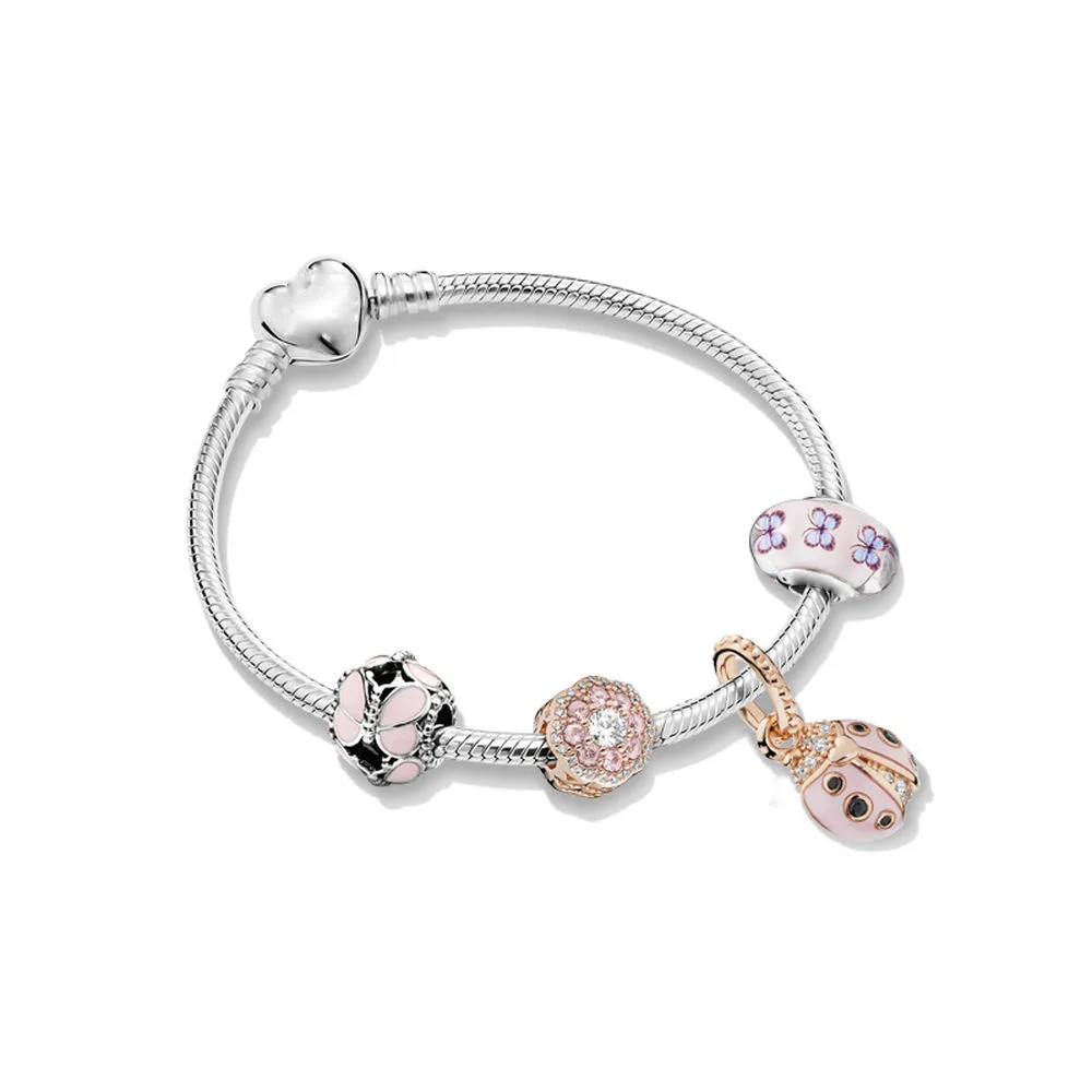 Diy аксессуары для ювелирных изделий, базовая цепочка из змеиных костей, цветок, божья коровка, цветок, гирлянда, украшение, Бабочка, стекло