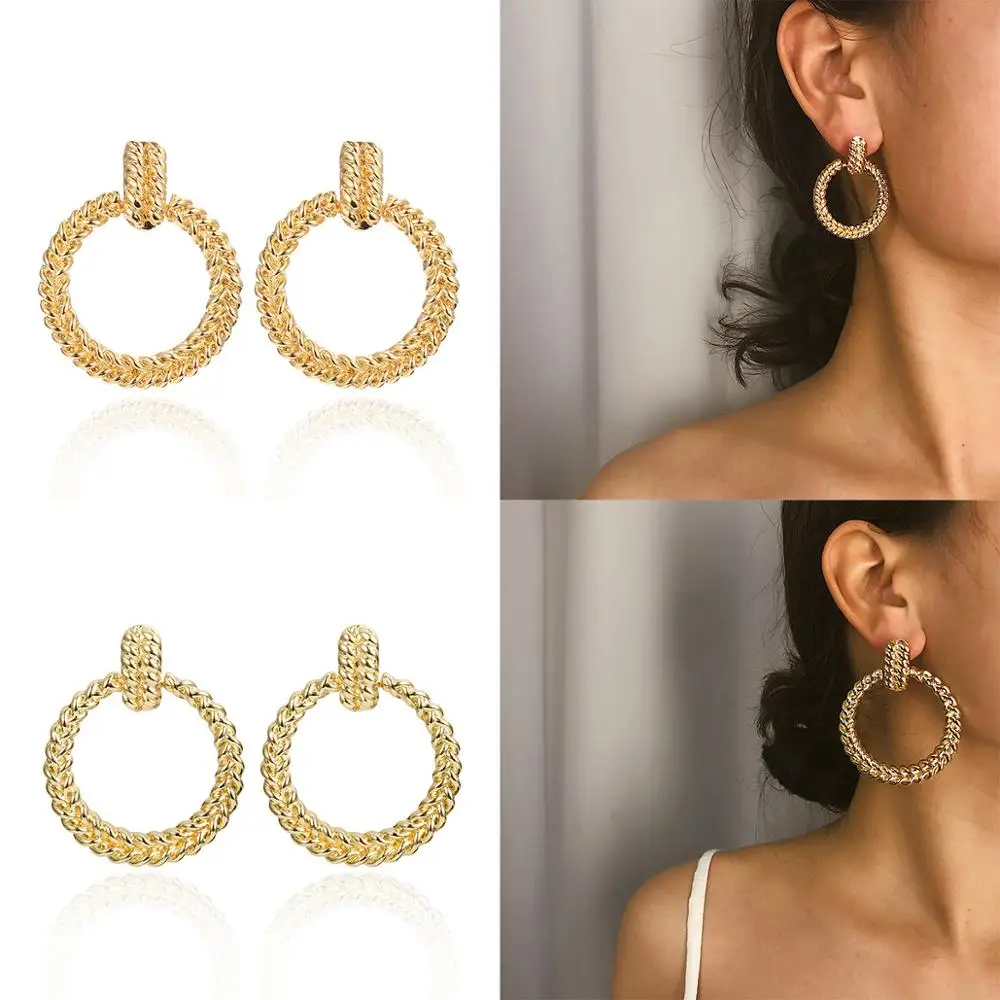 

Simple Oversized Hollow Round Alloy Drop Earrings For Women Geometry Alloy Earrings Wedding Pendientes Party Jewelry