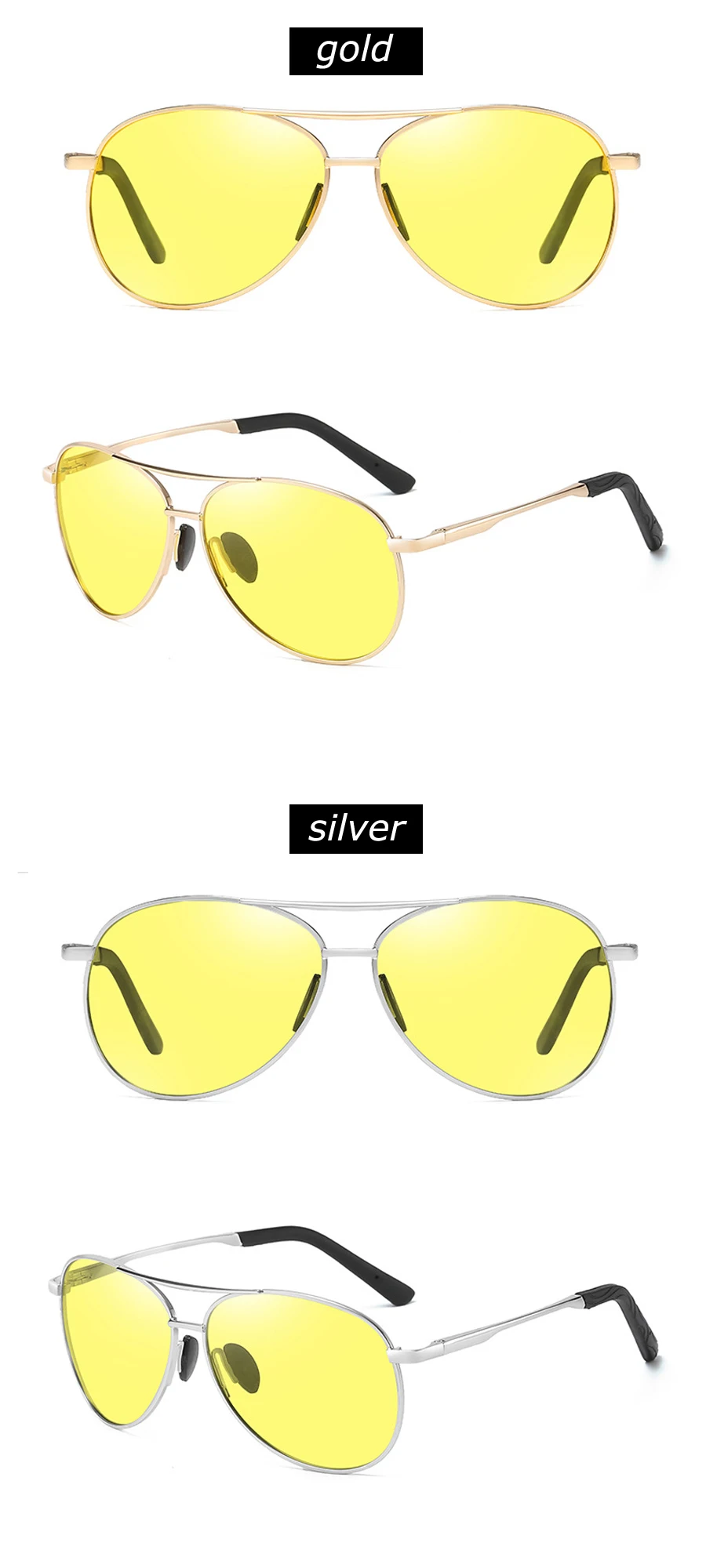 Желтые линзы Matel Frame мужские поляризованные солнцезащитные очки UV400 вождения очки для мужчин 4 цвета с коробкой