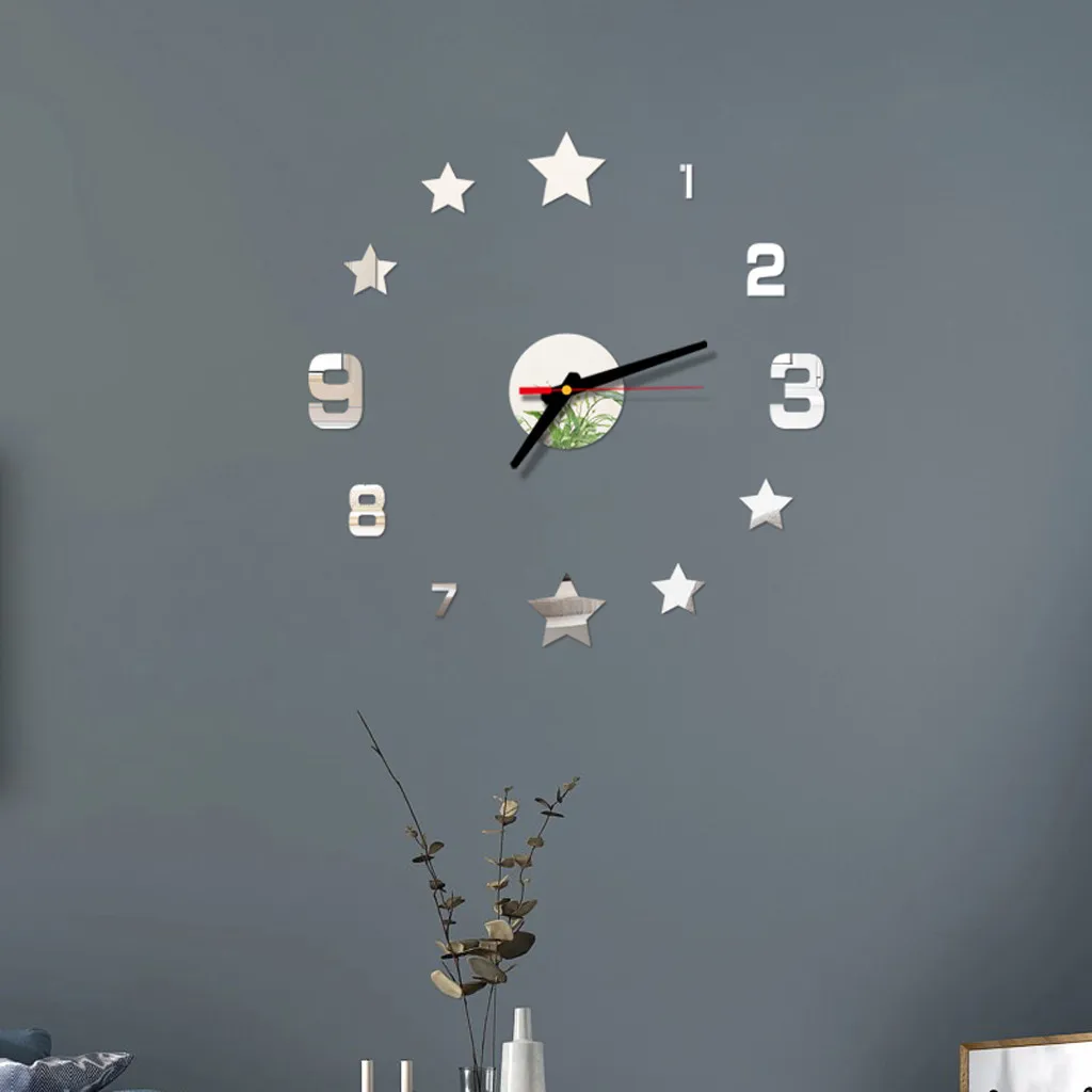 3d светящиеся настоящие большие настенные часы бросились зеркальные стикеры Diy