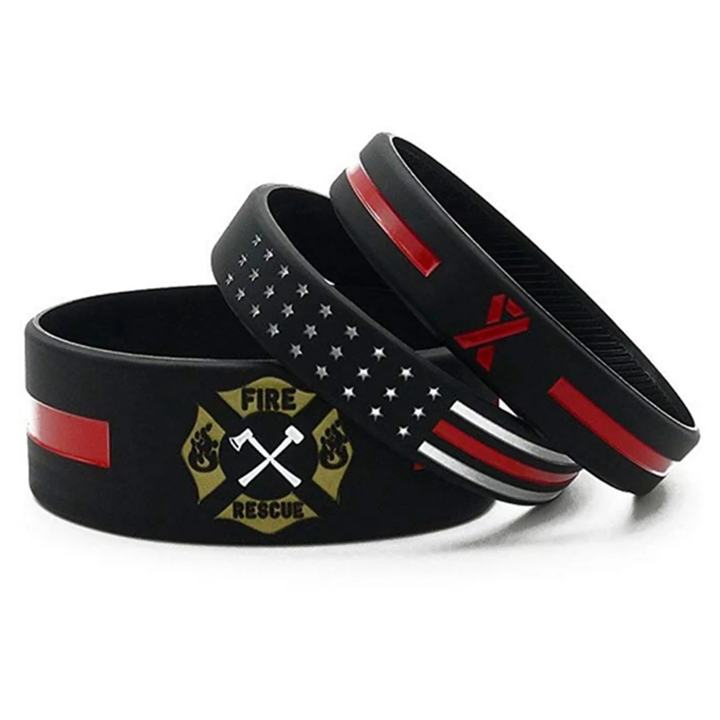 1 шт. пожарных красная линия силиконовые браслеты на заказ с изображением