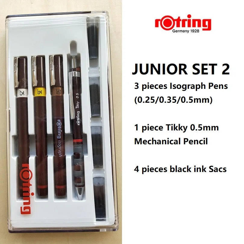 Junior Set 2 Rotring Master Set/Junior Set изограф заправленные чернила пористые ручки набор инструментов для рисования - Цвет: Junior Set 2