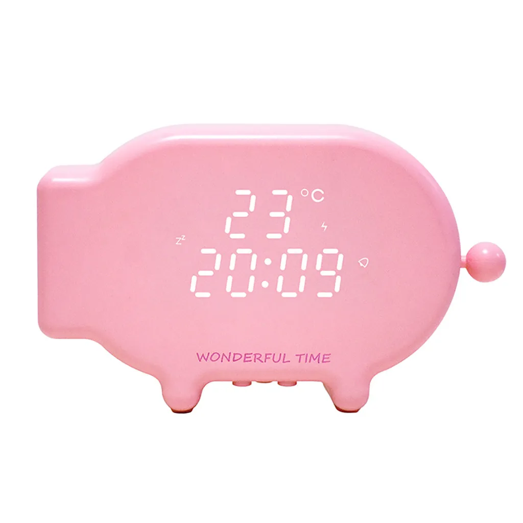 Мультяшный будильник с USB зарядкой светильник милая свинка часы управлением