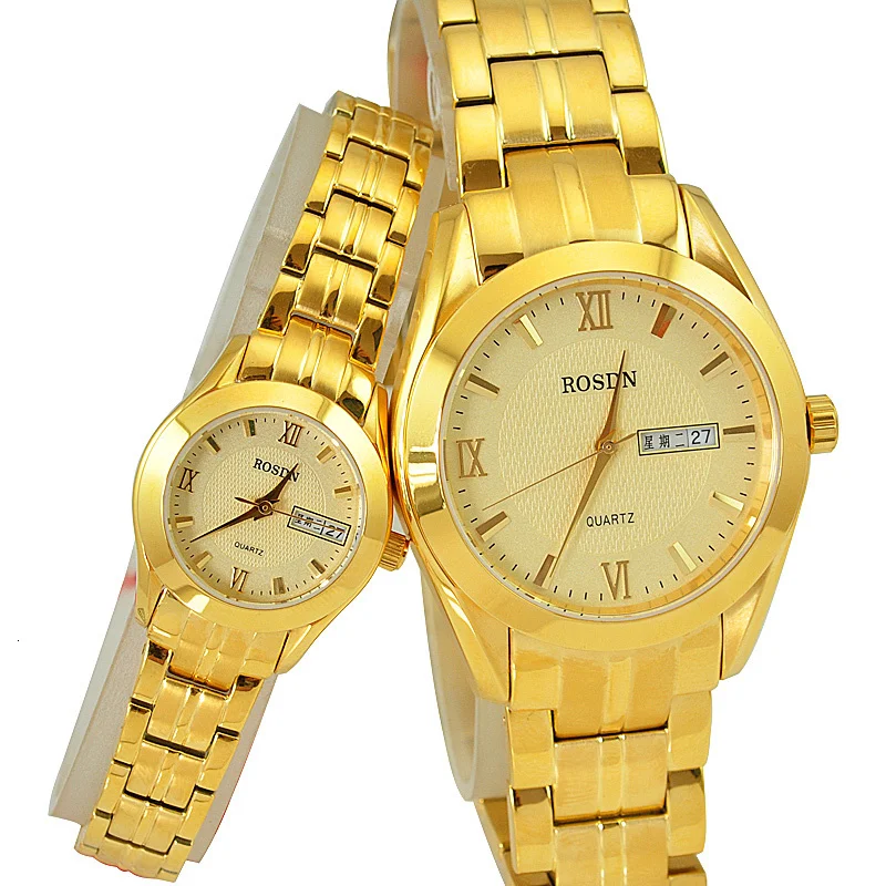 Luxury Brand ROSDN Couple's Watches Japan Quartz Movement Men Watch 8 mm Ultra-thin Sapphire Waterproof 18K Gold Watches R3088M