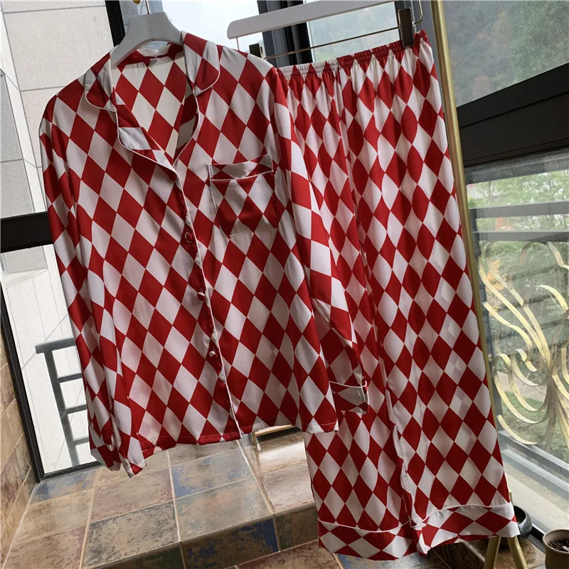 

Fiklyc Sexy Pajamas Women Spring And Summer Thin Section Ice Silk Fashion Can Wear Silk Two-Piece Home Service Suit