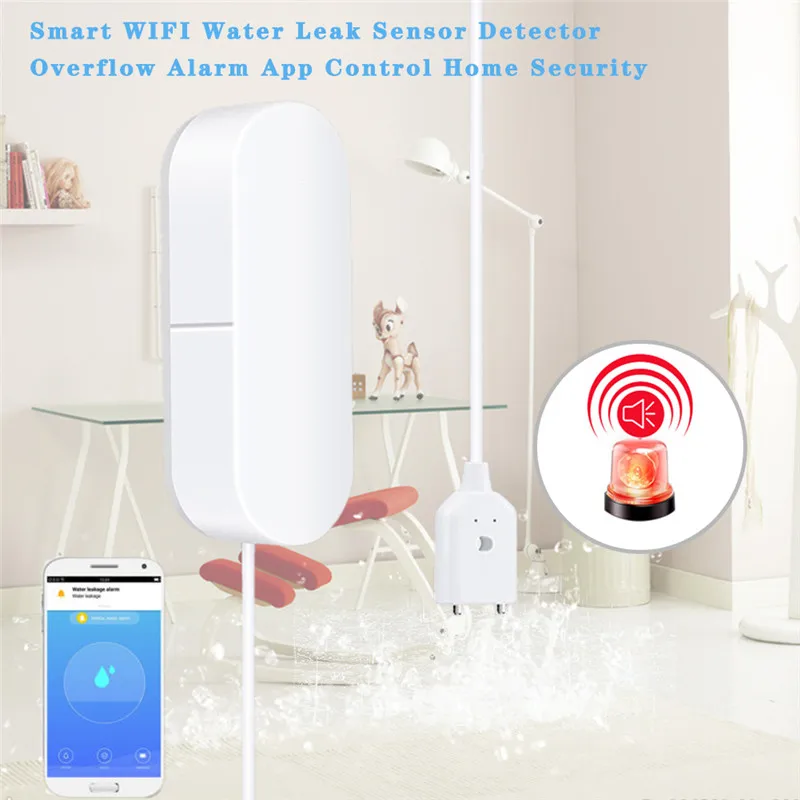 Умный Wifi датчик утечки воды датчик перелива уровня воды детектор Tuya приложение управление домашней безопасности Совместимость Alexa Google Home