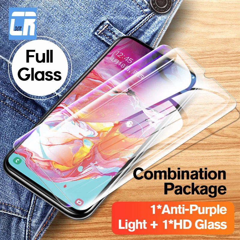2 шт. HD из закаленного высокопрочного стекла Стекло для samsung Galaxy A90 A80 A70 A60 A50 A40 A30 A20 M40 M30 M20 анти-фиолетовый светильник Экран протектор