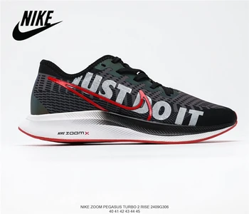 

Nike Zoom Pegasusturbo 2 RISE Men's Breathable Slow Running Shoes 40-45 White Black Red Men Spring2019 Outdoor Lawn Low Lace-up