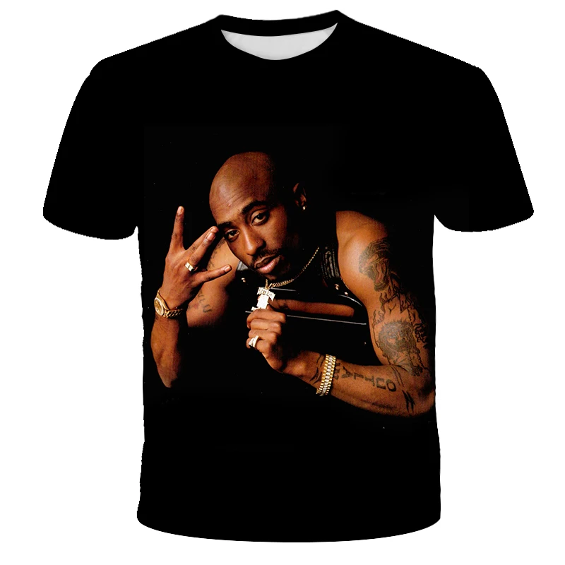 Новая летняя модная мужская и женская футболка Rapper 2pac Tupac 3d принт хип-хоп футболка s Повседневная крутая футболка для мужчин размера плюс 5XL