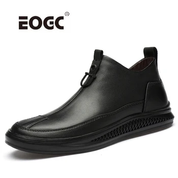 

New Style Natural Leather Men Casual Shoes High Quality Vintage Flats Shoes Men Outdoor Comfy Autumn Winter Driving Men Shoes