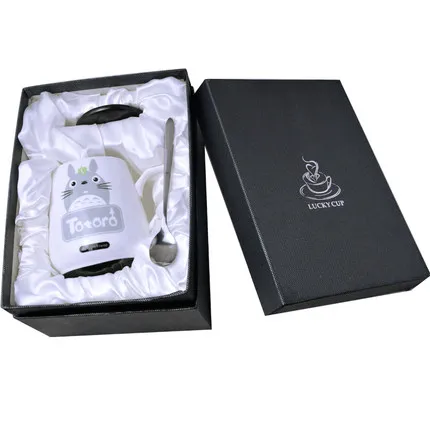 With Gift box OUSSIRRO мультфильм Тоторо животные Кружка Керамическая милая пара чашка кофе молоко чашка детский подарок на день рождения - Цвет: With Gift box