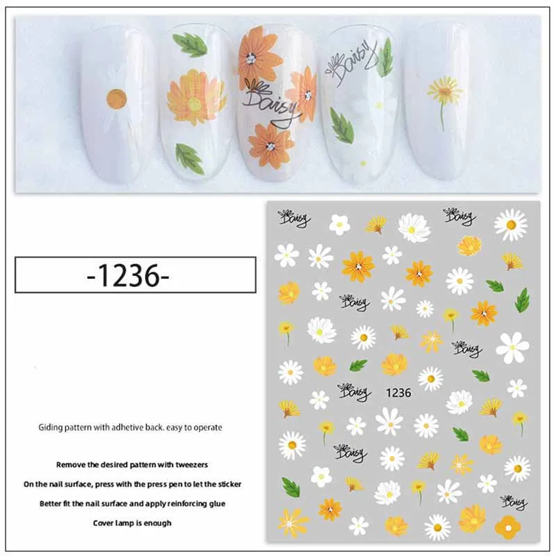 

Large sheet nail art sticker for manicure accessories summer flowers fruit strawberry Japanese style ultra thin nail strip YJ048
