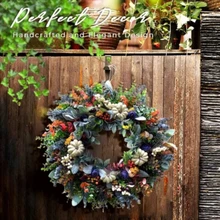 Guirnalda de calabaza blanca hecha a mano, ranúculo de Navidad, hogar, boda, Año Nuevo, decoración de plantas falsas, flores artificiales