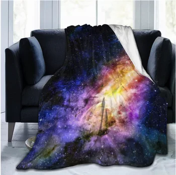 

Winter Warm Space Universe Microfiber Blanket Soft Coral Fleece Edging Blankets Bedspread On Bed Fantasy Throw Weight Blanket