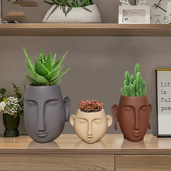 

Simple Modern Resin Abstract People Face Vase Ornaments Home Livingroom Decoration Hotel Office Desktop Club Figurines Crafts