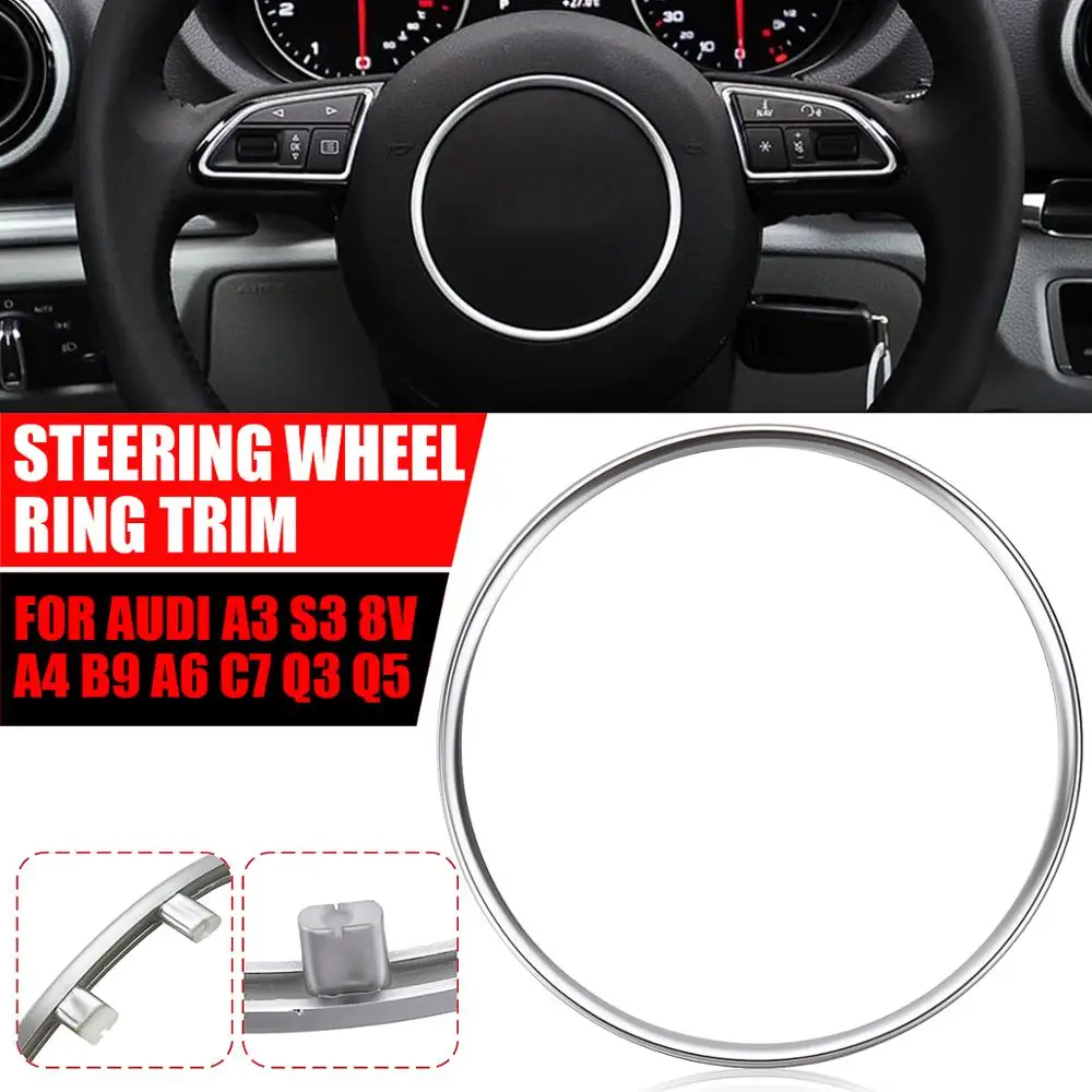 High quality ABS Chrome Steering Wheel Decoration Sticker Trim Sequins Cover Cap Ring For Audi A3 A4 B8 Q3 Q5 2012-17 | Автомобили и