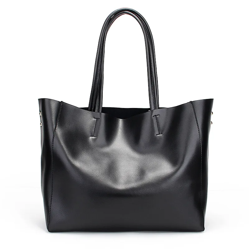 Brand Silver PU Leather Women Bags Large Purses and Handbags Female Shoulder Bags Ladies Big Top-handle Hand Bag Tote - Цвет: black