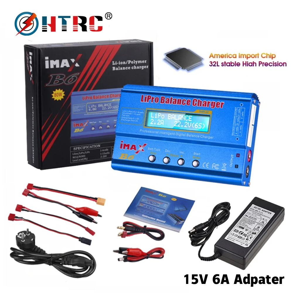 Зарядное устройство HTRC iMAX B6 80 Вт для зарядки аккумуляторов Lipo NiMh Li Ion Ni Cd RC IMAX Lipro Dis