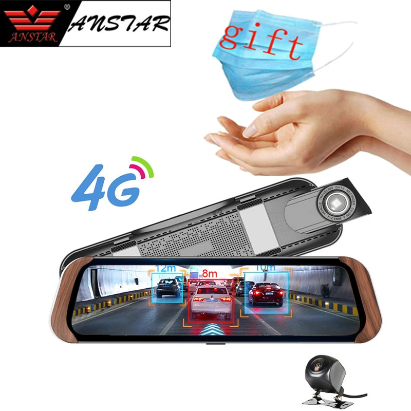Зеркало заднего вида ANSTAR 4G Android 10 дюймовый видеомагнитофон 1080P ночное видение GPS Wi