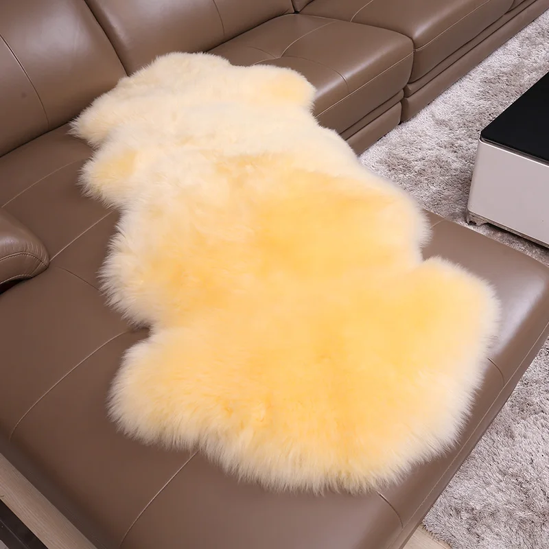 Long Wool Natural Sheepskin Bedroom Rug 2