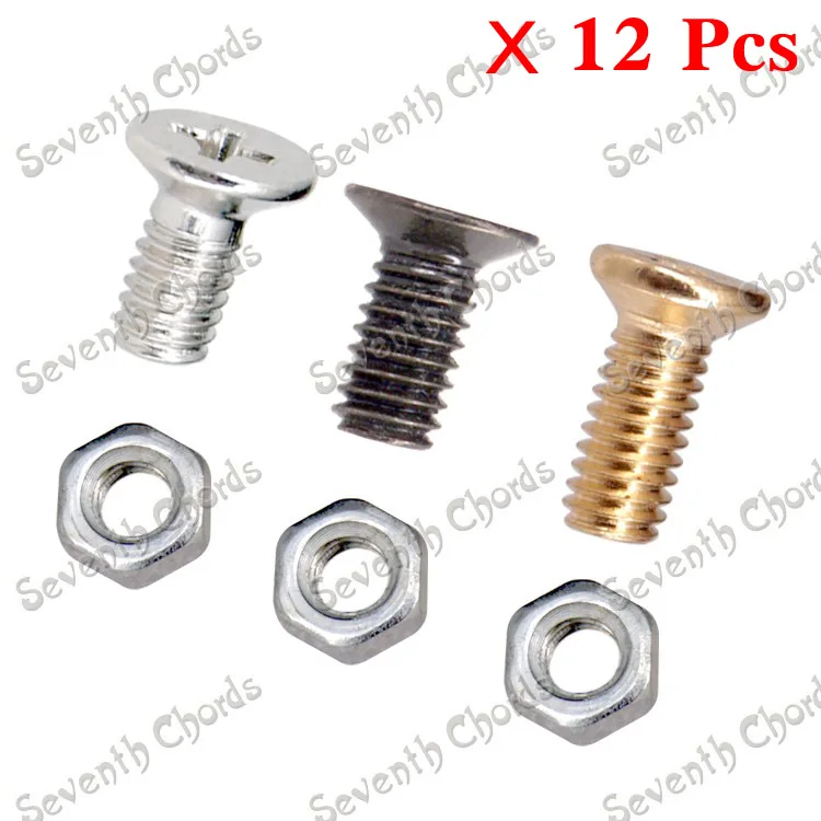 

12 Pcs Guitar Pickguard Bracket Mounting Screws and Nuts for LP Electric Guitar - Silver & Black & Gold for choose