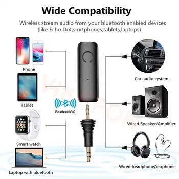 

B30 Vehicle-mounted Bluetooth 5.0 receiver support APTX LL 3.5mm AUX Jack RCA Wireless Adapter & Mic Handsfree Call Car