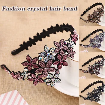 

Fashion Women Headband Flower Crystal Diamond Wide Hairband Rhinestone Shining Hair Accessories A66