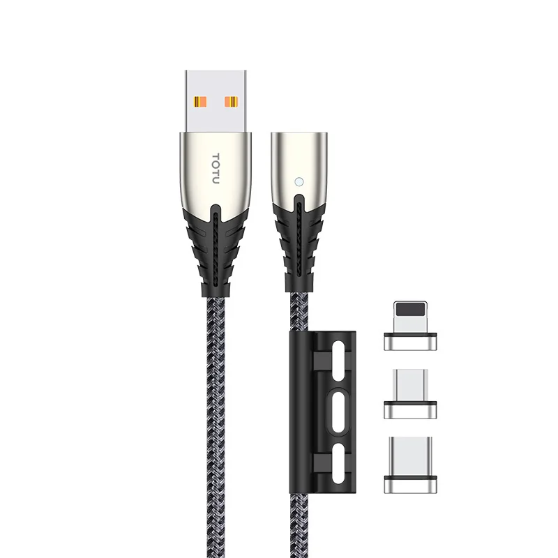 Магнитный кабель usb type-C из TOTU цинка для iPhone, кабель для быстрой зарядки, кабель Micro USB C для xiaomi redmi note 7 pro - Цвет: Черный