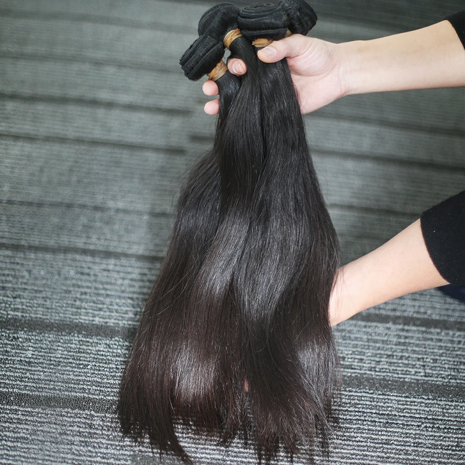 Rosabeauty 4 Bundles/Lot 10-28 Inch Natural Color Brazilian Straight Bundles Virgin Hair Weft 100% Human Hair Weave Grade 10A