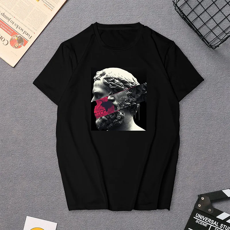 Женская футболка в стиле Харадзюку с принтом статуи Давида Michelangelo, летняя женская футболка унисекс, одежда в стиле хип-хоп, черная футболка - Цвет: T2