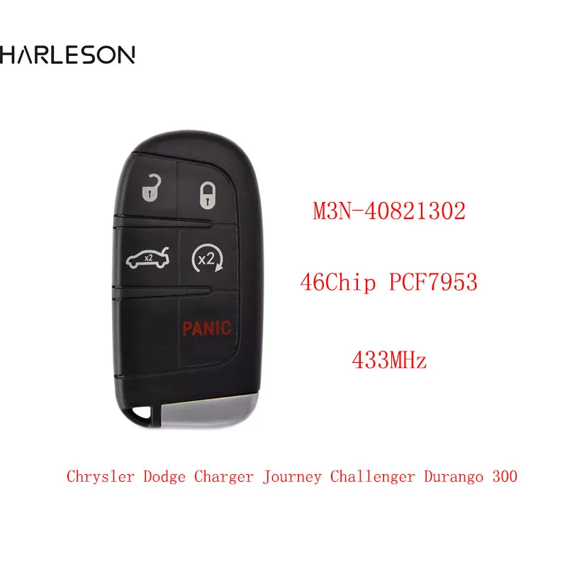 5 Button Smart Remote Car Key 433MHz for Chrysler for Dodge Charger Journey Challenger Durango 300 HITAG 2 46 chip M3N-40821302