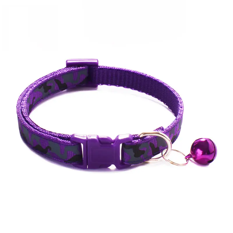 Camouflage Cat and Dog Collar with Bell - Pink and Blue