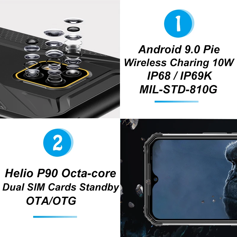 New Doogee S95 pro Helio P90 Rugged Smartphone 6.3" IP68/IP69K 48MP Triple camera 8GB 128GB NFC Face unlock 4G Mobile Phone