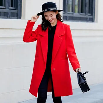 

Winter Wool Thicken tweed women blazers and jackets Plus size Fashion long Slim Women blazers Female 2019 Coat Outerwear S0077