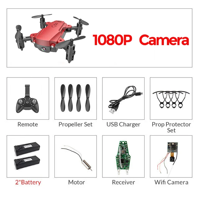 H16 RC Mini 4K Дрон широкоугольная камера RC вертолет Квадрокоптер 1080P HD воздушный видео Дрон профессиональная стабильная высота VS E58 - Цвет: Red 1080P 2B