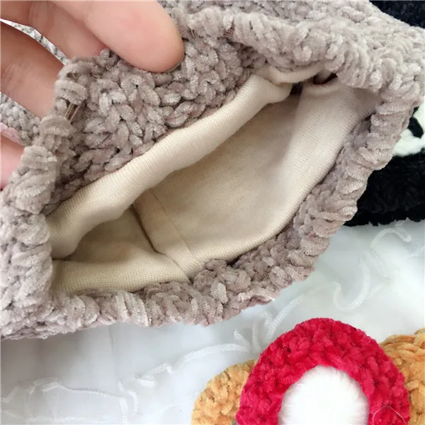 Детские шапочки Skullies Beanies для мальчиков и девочек, зимняя однотонная шапка с ушками медведя из мультфильма, теплые плотные эластичные модные аксессуары