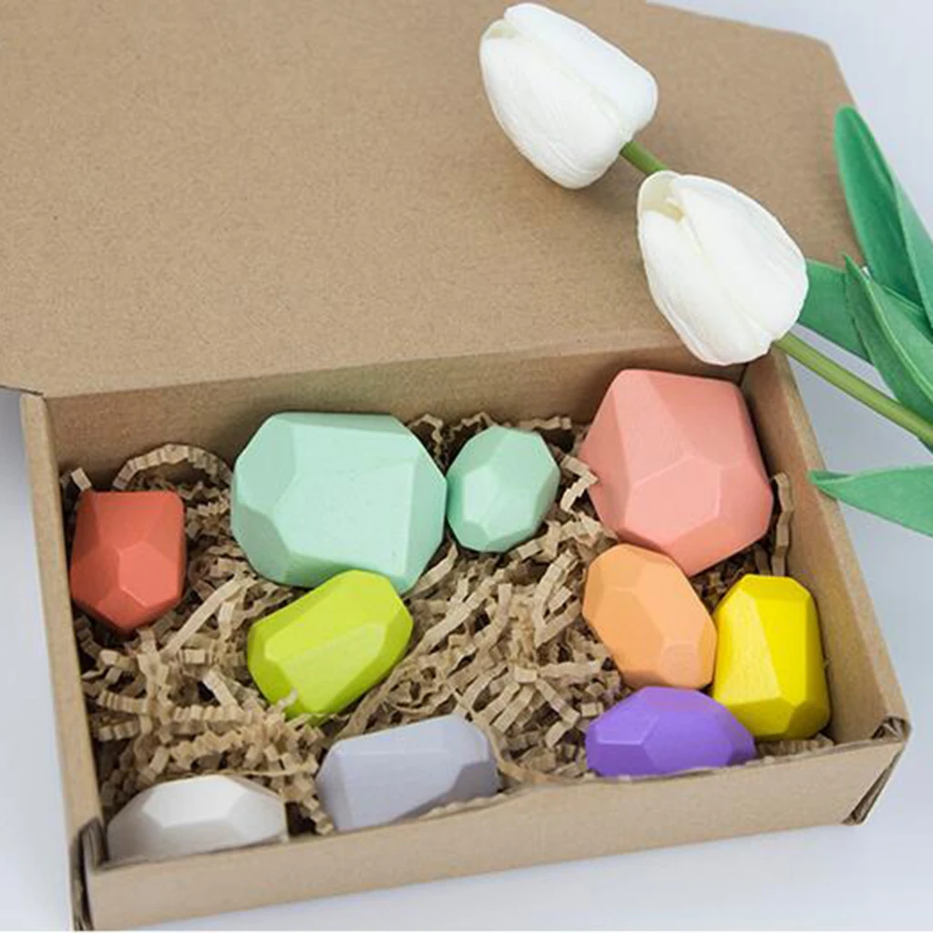 5/10/16pcs Wooden Balancing Building Stacking Rock Block Fun Toys Decoration