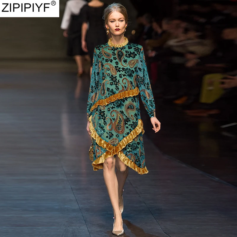 Винтажное платье с бисером для женщин стоячий воротник рукав фонарик роскошные