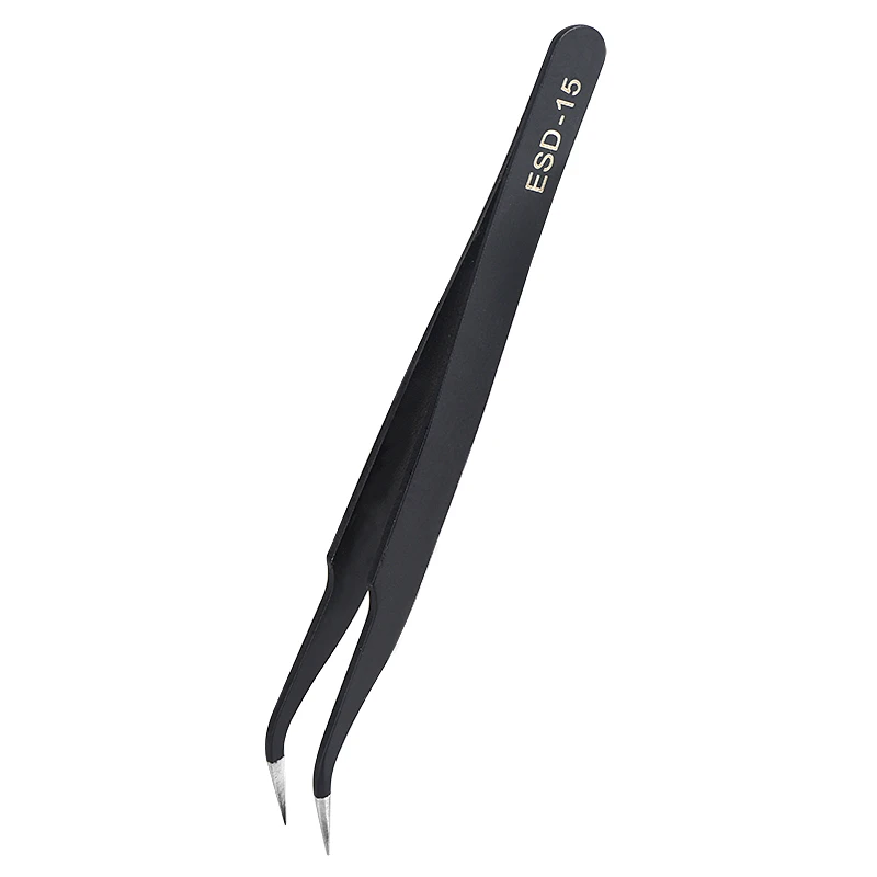 

JCD soldering tweezers Anti-static ESD Stainless Steel Tweezers Maintenance Tools Industrial Precision Curved bent Repair tools