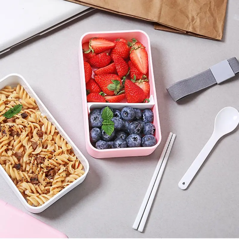 Bento Box Food Storage 2 Square Containers for Adults School Work BPA Free Leak Proof with tableware and Lunch bag